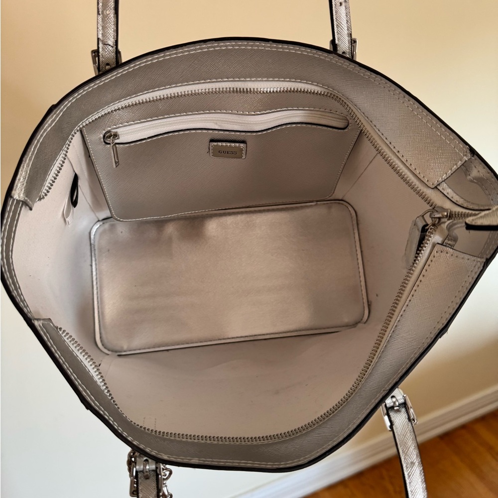 GUESS Metallic Silver Tote - Picture 5 of 6